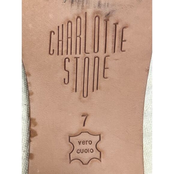 CHARLOTTE STONE Off White Slip On Mule Heel Sandals Shoes   Women's Size 7 - Picture 5 of 9